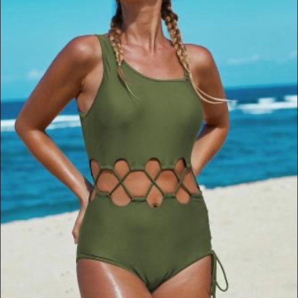 Summer Sale: Strappy Green One-Piece with Cutouts
